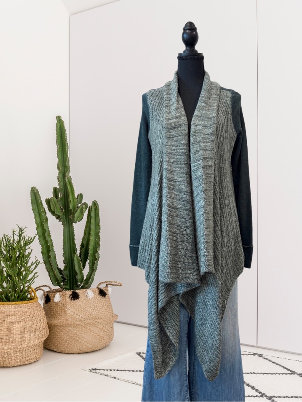 Saturday Sunday Anthropologie Waterfall Open Draped Front Knit Cardigan